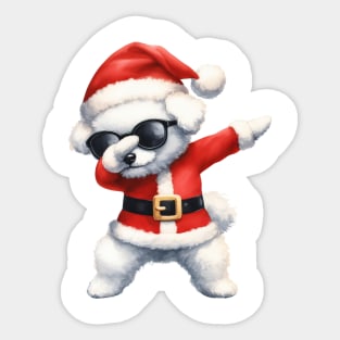 Christmas Bichon Frise Dog Dabbing Dance Sticker